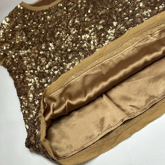 Talbots gold sequin lined blouse short sleeve 8P - Picture 6 of 7